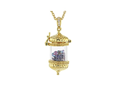 4.98ctw Multi Color Multi Gemstone 18k Yellow Gold Over Sterling Silver Pendant With Chain