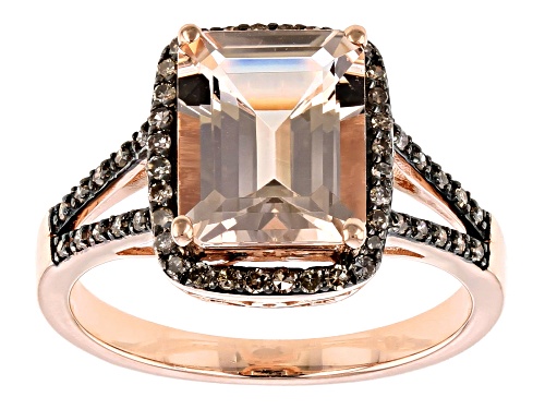 1.24ct Emerald Cut Cor-de-Rosa Morganite™ With .21ctw Champagne Diamonds 10k Rose Gold Ring - Size 7