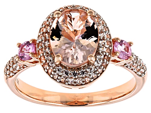1.40ct Cor-De-Rosa Morganite™ With .22ctw Pink Sapphire & .36ctw White Zircon 10k Rose Gold Ring - Size 8