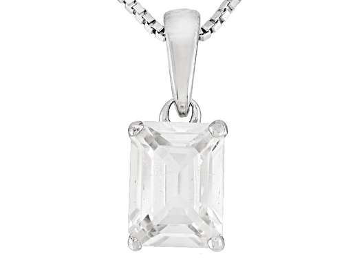 1.70ct Emerald Cut Lab Created White Yitrium Aluminum Garnet Sterling Silver Pendant With Chain