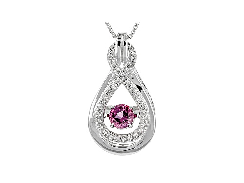 Photo of .37ct Dancing Lab Created Bixbite With .41ctw White Zircon Rhodium Over Silver Pendant With Chain