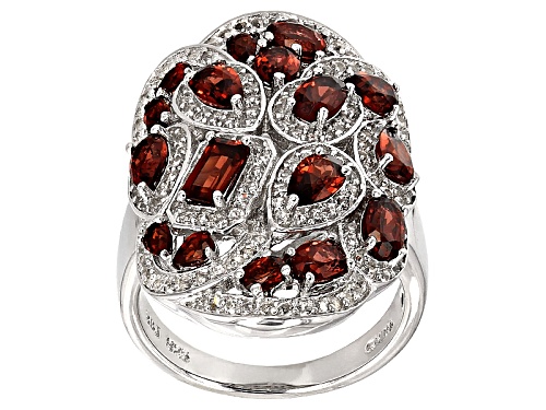 3.43ctw Mixed Shape Vermelho Garnet™ And .87ctw Round White Topaz Sterling Silver Ring - Size 6