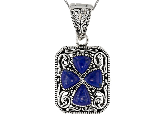 Photo of 8x7mm And 7x7mm Trillion Lapis Lazuli Sterling Silver Enhancer With Chain