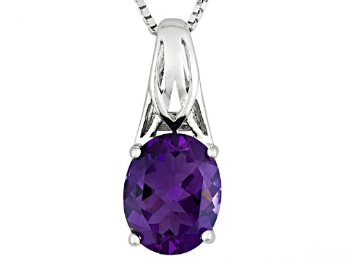 1.85ct Oval Uruguayan Amethyst Sterling Silver Pendant With Chain
