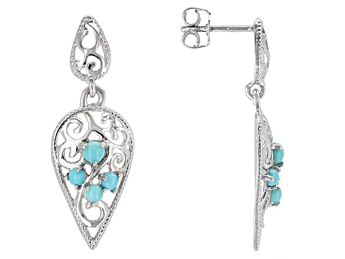 Round Cabochon Sleeping Beauty Turquoise Rhodium Over Sterling Silver Earrings