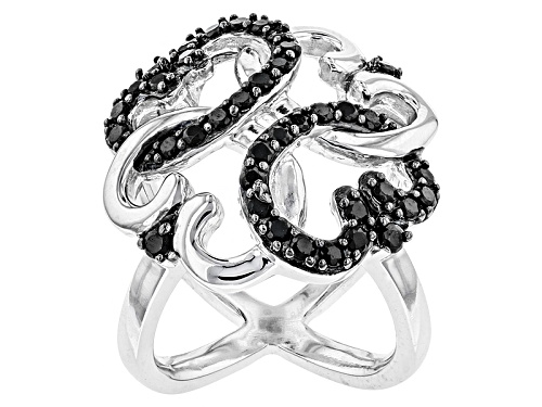 1.02ctw Round Black Spinel Sterling Silver Ring - Size 6