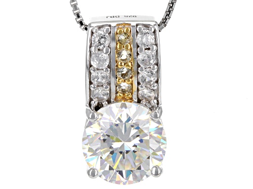 3.67CT FABULITE STRONTIUM TITANATE WITH .39CTW  ZIRCON AND .10CTW CITRINE SILVER PENDANT AND CHAIN