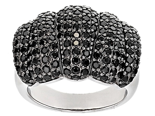 3.13ctw Round Black Spinel Sterling Silver Ring - Size 5