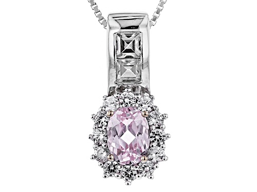 Photo of .80ct Oval Kunzite With 1.04ctw Round And Square White Zircon Sterling Silver Pendant With Chain