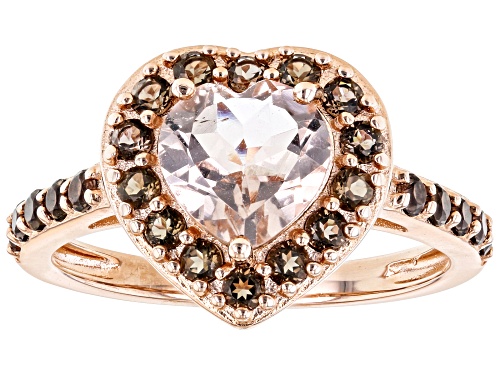 Photo of Rachel Roy Jewelry, 1.18ct Morganite with 0.65ctw Smoky Quartz 18k Rose Gold Over Silver Heart Ring - Size 10