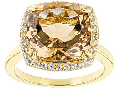 Rachel Roy Jewelry, 5.52ct Champagne Quartz & .23ctw White Zircon 18k Yellow Gold Over Silver Ring - Size 11