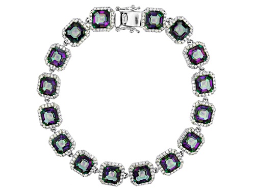 Photo of Rachel Roy Jewelry, 25.00ctw Multi-Color Peacock Quartz & White Zircon Rhodium Over Brass Bracelet - Size 8