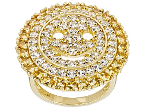 Photo of Rachel Roy Jewelry, 4.17ctw Citrine & White Zircon 18k Yellow Gold Over Silver Smiley Face Ring - Size 9