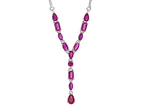2.70ctw Lab Created Ruby Rhodium Over Sterling Silver Necklace - Size 18