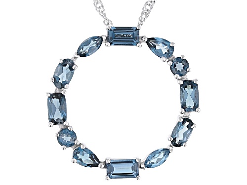 2.65ctw London Blue Topaz Rhodium Over Sterling Silver Necklace - Size 18