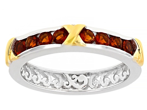0.47ctw Madeira Citrine Rhodium and 18k Yellow Gold Over Sterling Silver Two-Tone Ring - Size 8