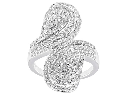 1.28ctw White Zircon Rhodium Over Sterling Silver Ring - Size 6