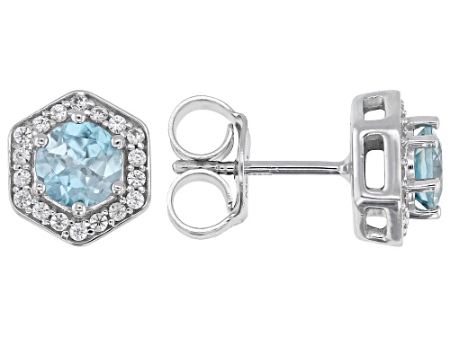 1.44ctw Blue with 0.32ctw White Zircon Rhodium Over Sterling Silver Earrings