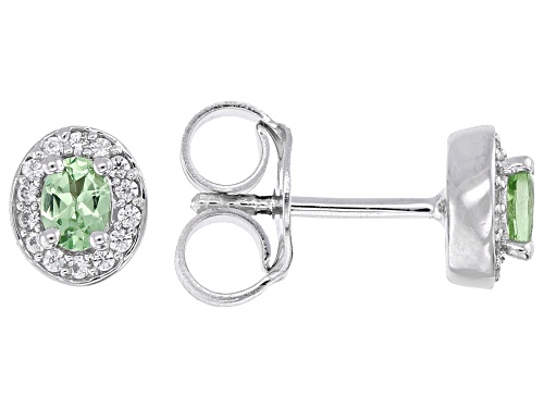 0.34ctw Mint Tsavorite with 0.19ctw White Zircon Rhodium Over Sterling Silver Earrings