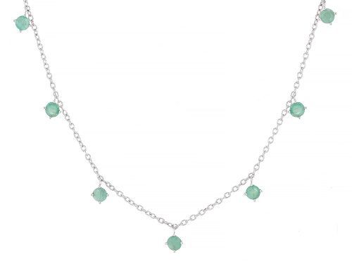 1.42ctw Round Brazilian Emerald Rhodium Over Sterling Silver Necklace - Size 18
