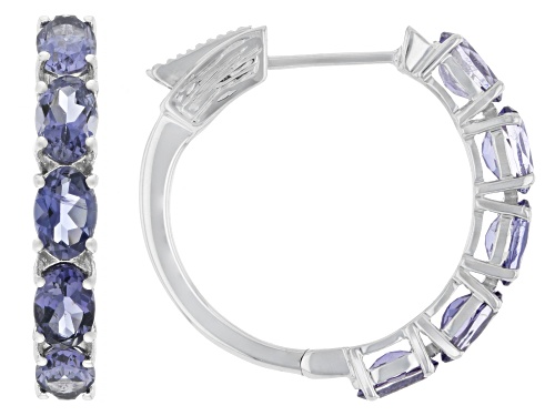 3.46ctw Iolite Rhodium Over Sterling Silver Earrings
