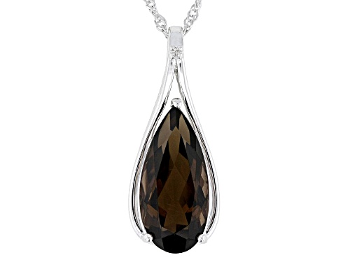 7.06ct Smoky Quartz with 0.01ct White Topaz Rhodium Over Sterling Silver Pendant with Chain