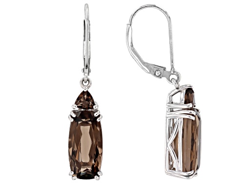 7.14ctw Smoky Quartz Rhodium Over Sterling Silver Earrings