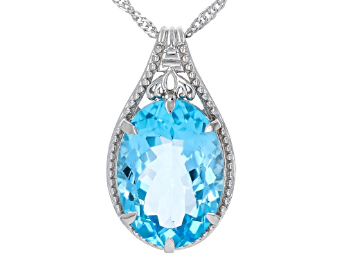 12.75ct Glacier Topaz™ Rhodium Over Sterling Silver Pendant with Chain