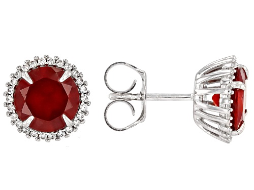3.50ctw Hessonite Garnet with 0.38ctw White Zircon Rhodium Over Sterling Silver Earrings