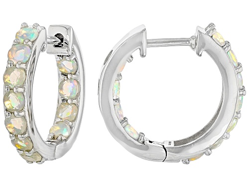 1.49ctw White Ethiopian Opal Rhodium Over Sterling Silver Earrings