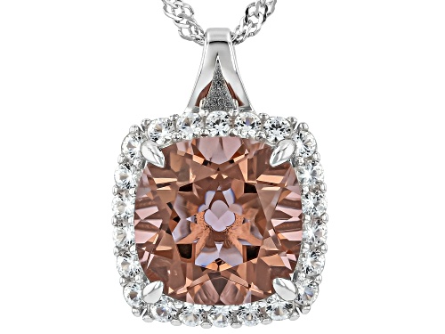 6.08ct Color Change Zandrite(R) with 0.83ctw Lab Sapphire Rhodium Over Silver Pendant with Chain