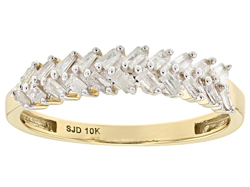 .30ctw Baguette White Diamond 10k Yellow Gold Ring - Size 8