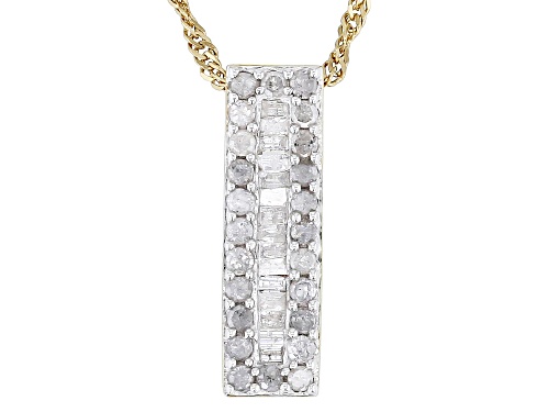 Engild™ 0.55ctw Round And Baguette White Diamond 14k Yellow Gold Over Sterling Silver Slide Pendant