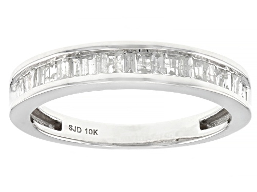 0.55ctw Baguette White Diamond 10k White Gold Band Ring - Size 9
