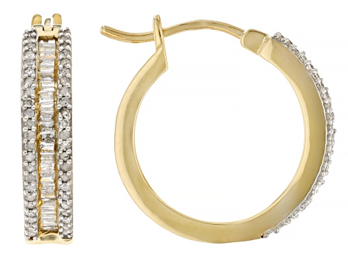 Engild™ 0.65ctw Round White Diamond 14k Yellow Gold Over Sterling Silver Hoop Earrings