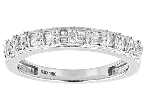 0.20ctw Round And Baguette White Diamond 10k White Gold Band Ring - Size 8