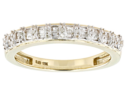 0.20ctw Round And Baguette White Diamond 10k Yellow Gold Band Ring - Size 5