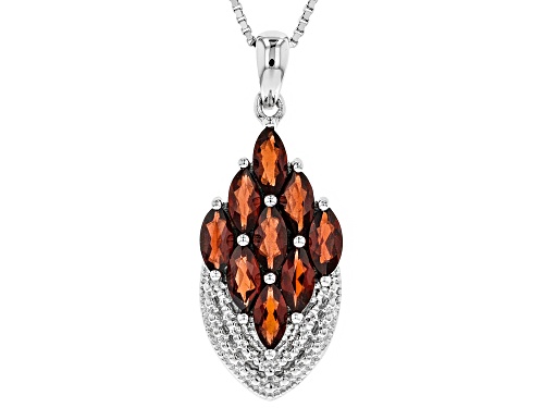 Red Garnet Silver Pendant With Chain 2.74ctw