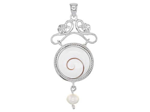 White Shell And Freshwater Pearl Sterling Silver Pendant