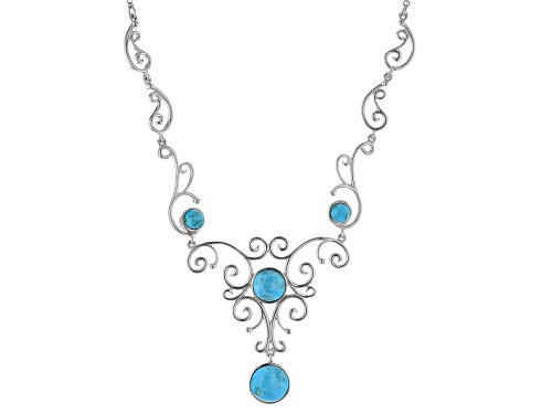 Blue Turquoise Sterling Silver Necklace - Size 18