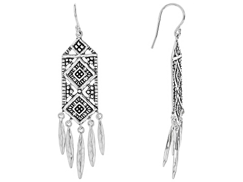 Sterling Silver Tribal Design Dangle Earrings