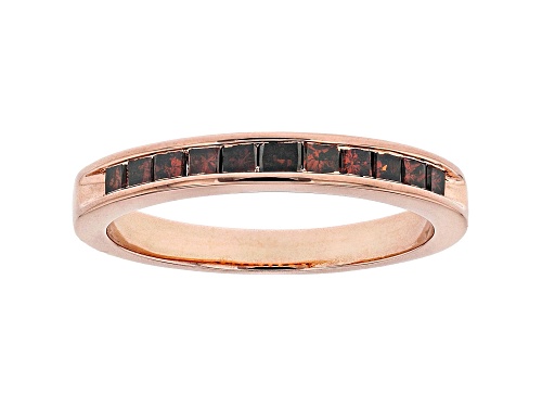 Photo of 0.50ctw Princess Cut Red Diamond 10k Rose Gold Band Ring - Size 7
