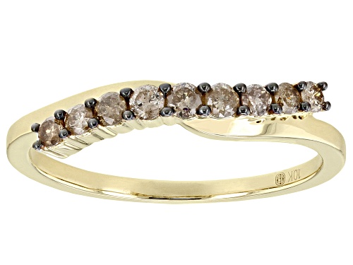 Photo of 0.25ctw Round Champagne Diamond 10k Yellow Gold Band Ring - Size 8