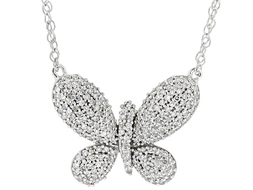 0.33ctw Round White Diamond 10k White Gold Butterfly Necklace - Size 18