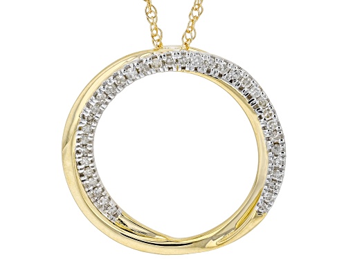 0.15ctw Round White Diamond 10k Yellow Gold Pendant With 18" Rope Chain