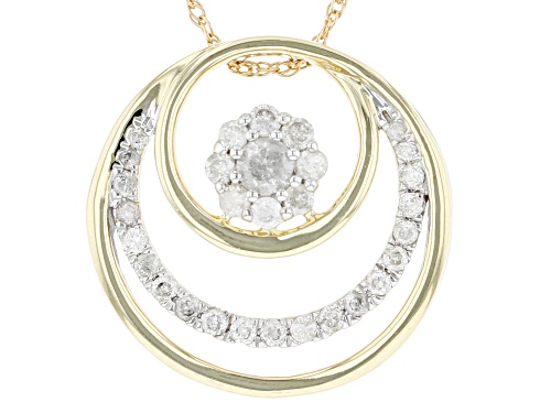 0.40ctw Round White Diamond 10k Yellow Gold Circle Pendant With 18" Rope Chain