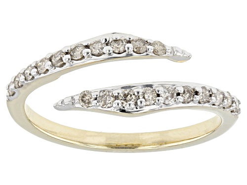0.33ctw Round Diamond 10k Yellow Gold Bypass Ring - Size 8