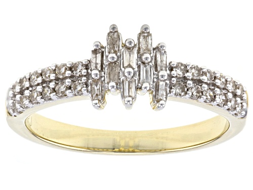 0.33ctw Baguette And Round White Diamond 10k Yellow Gold Band Ring - Size 8