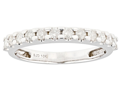 0.45ctw Round White Diamond 10k White Gold Band Ring - Size 8