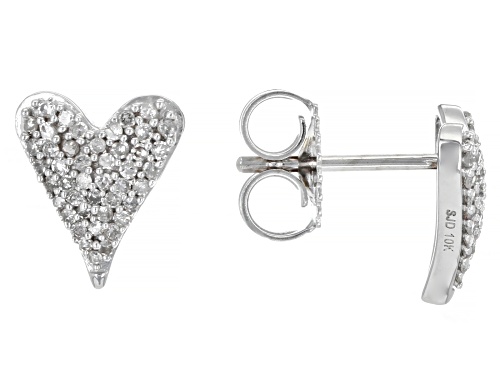 0.25ctw Round White Diamond 10k White Gold Heart Stud Earrings